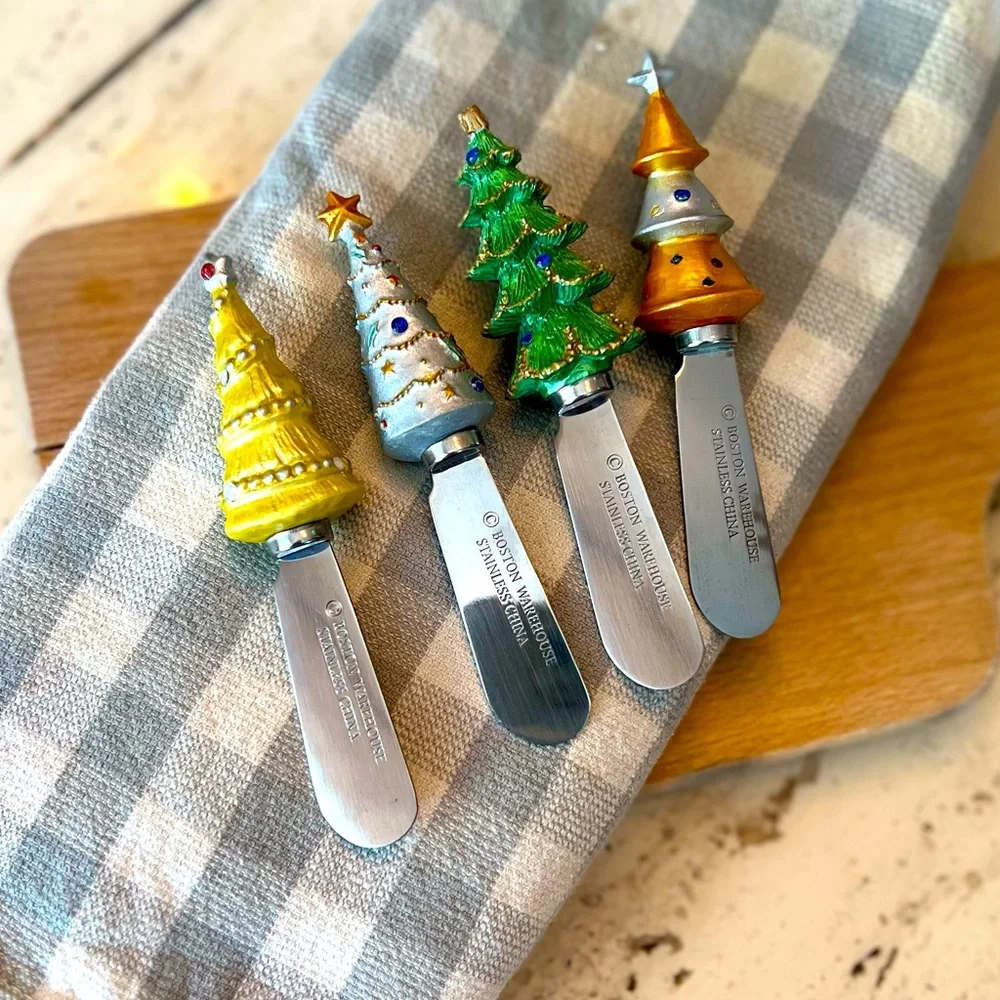 Christmas Tree Cheese Spreaders and Hawaiian Wine Charms